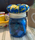 Tiny Blue Mason Jar Sewing Kit