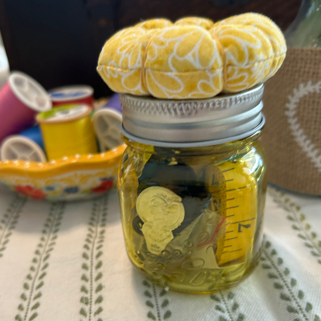 Tiny Yellow Mason Jar Sewing Kit