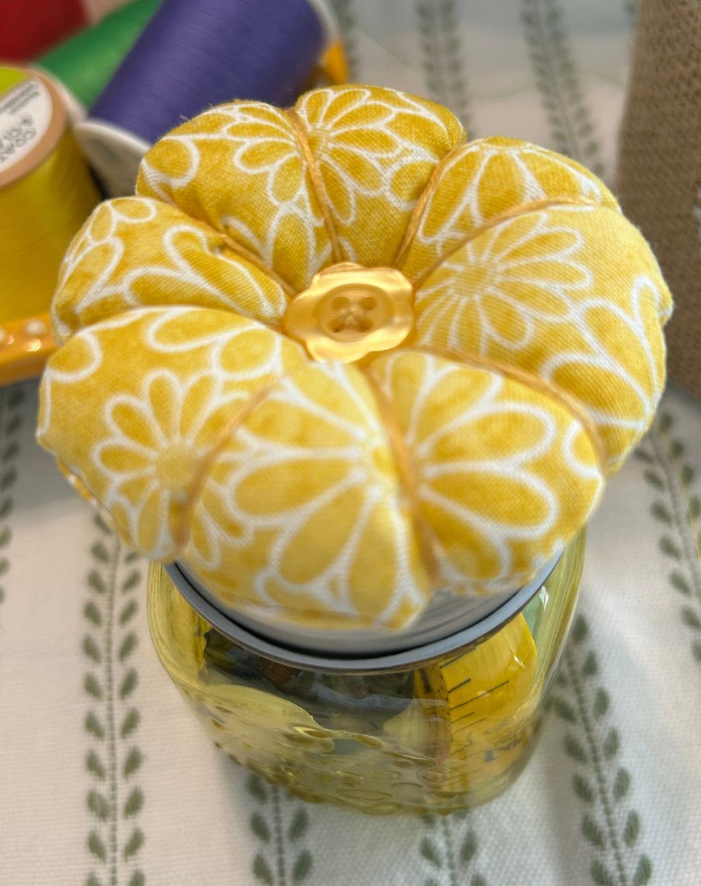 Tiny Yellow Mason Jar Sewing Kit