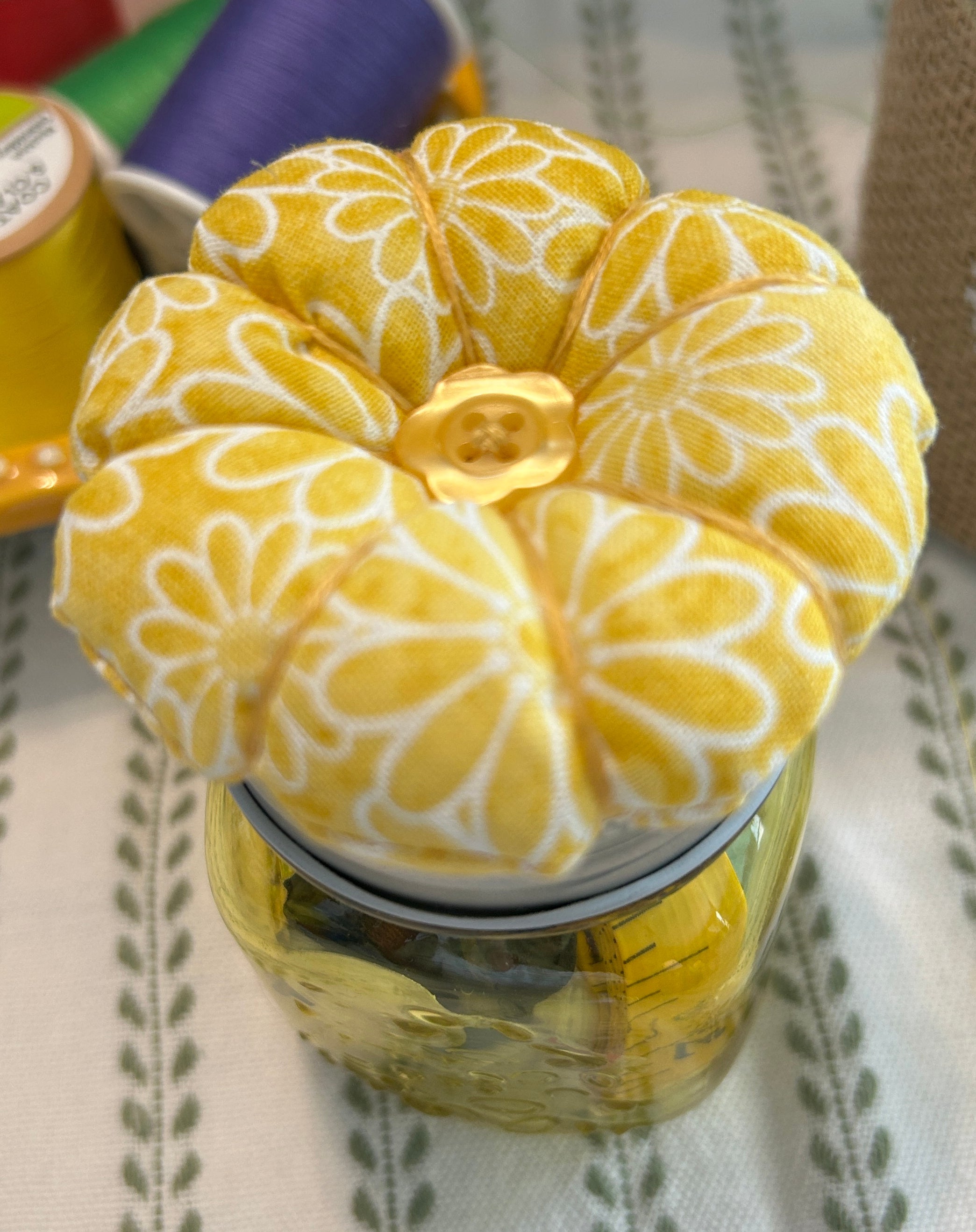 Tiny Yellow Mason Jar Sewing Kit