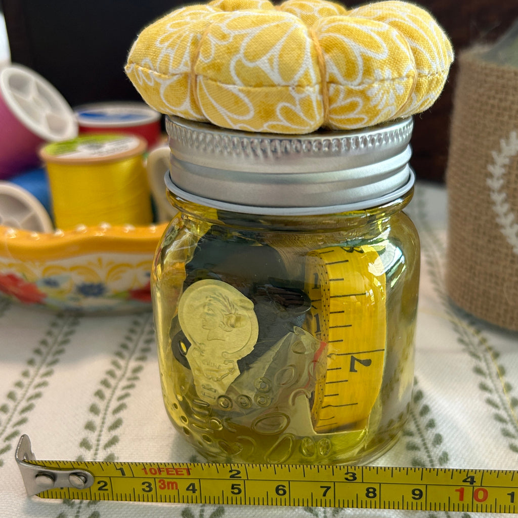 Tiny Yellow Mason Jar Sewing Kit