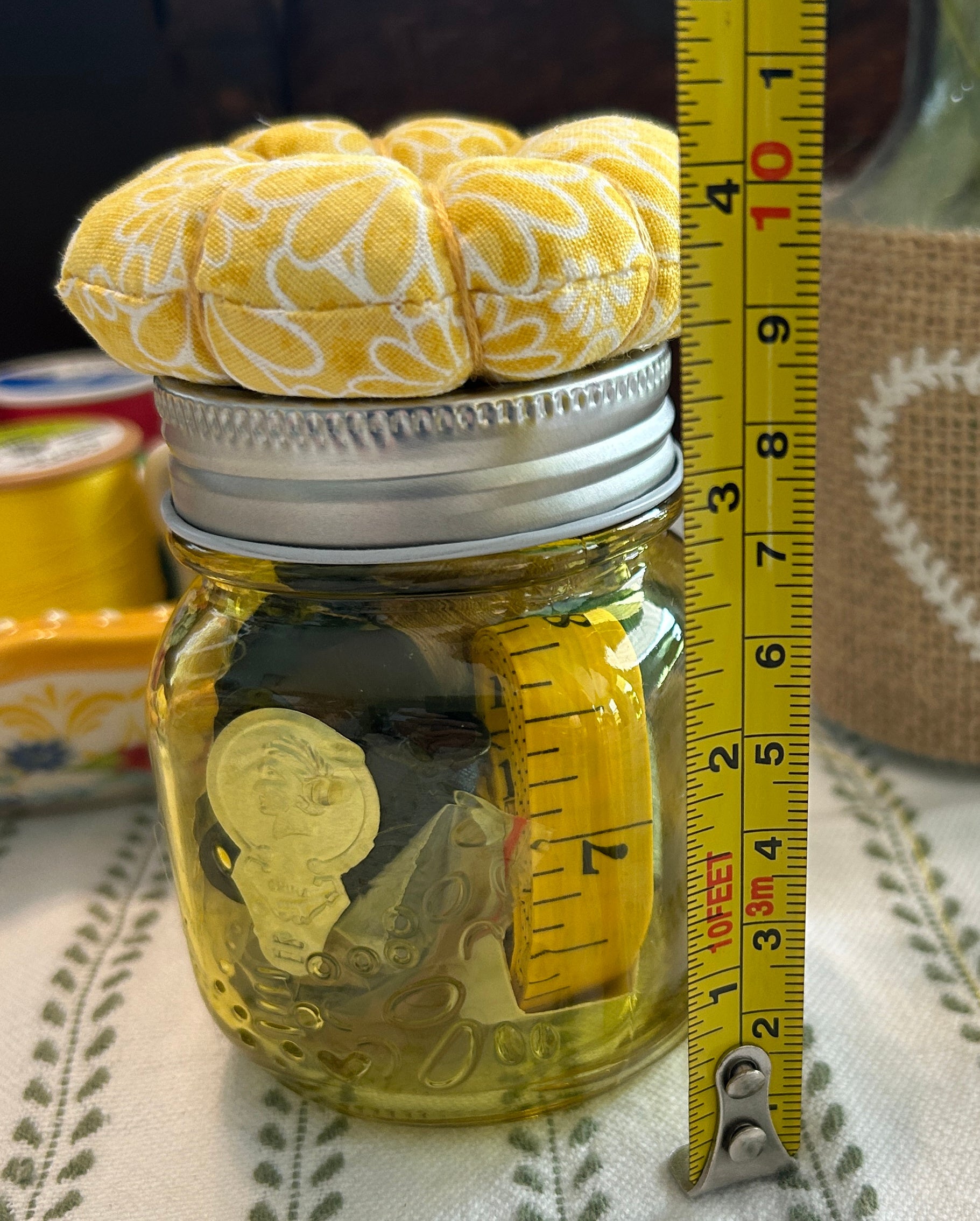Tiny Yellow Mason Jar Sewing Kit