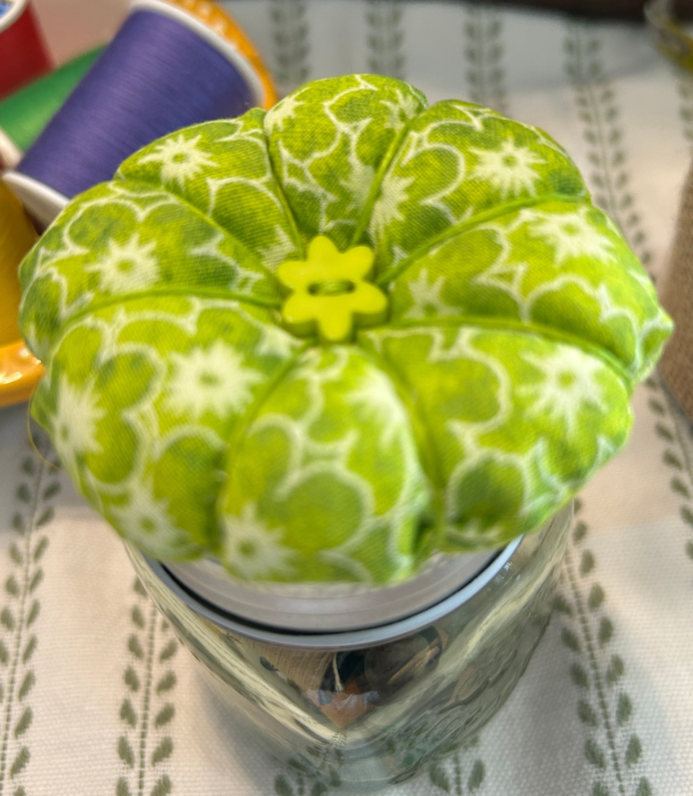 Tiny  Green Mason Jar Sewing Kit