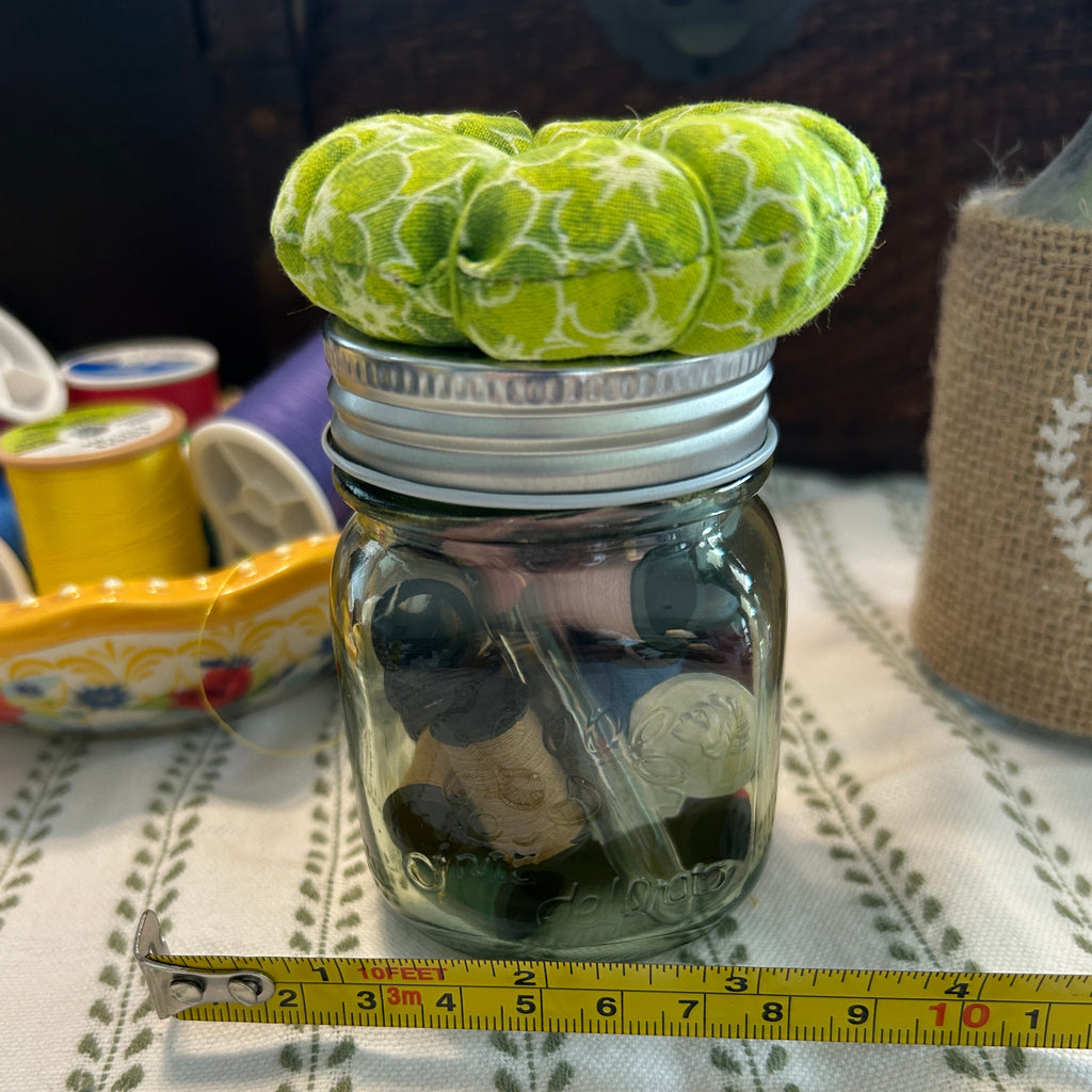 Tiny  Green Mason Jar Sewing Kit