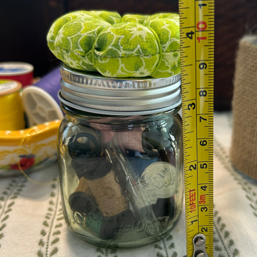 Tiny  Green Mason Jar Sewing Kit
