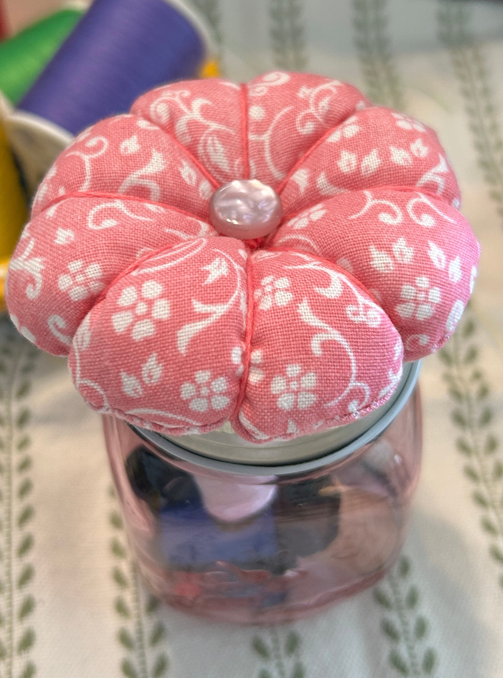 Tiny Pink Mason Jar Sewing Kit