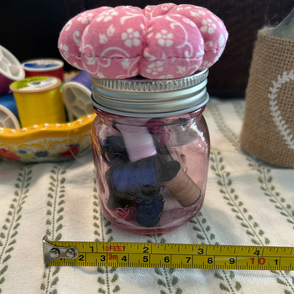 Tiny Pink Mason Jar Sewing Kit