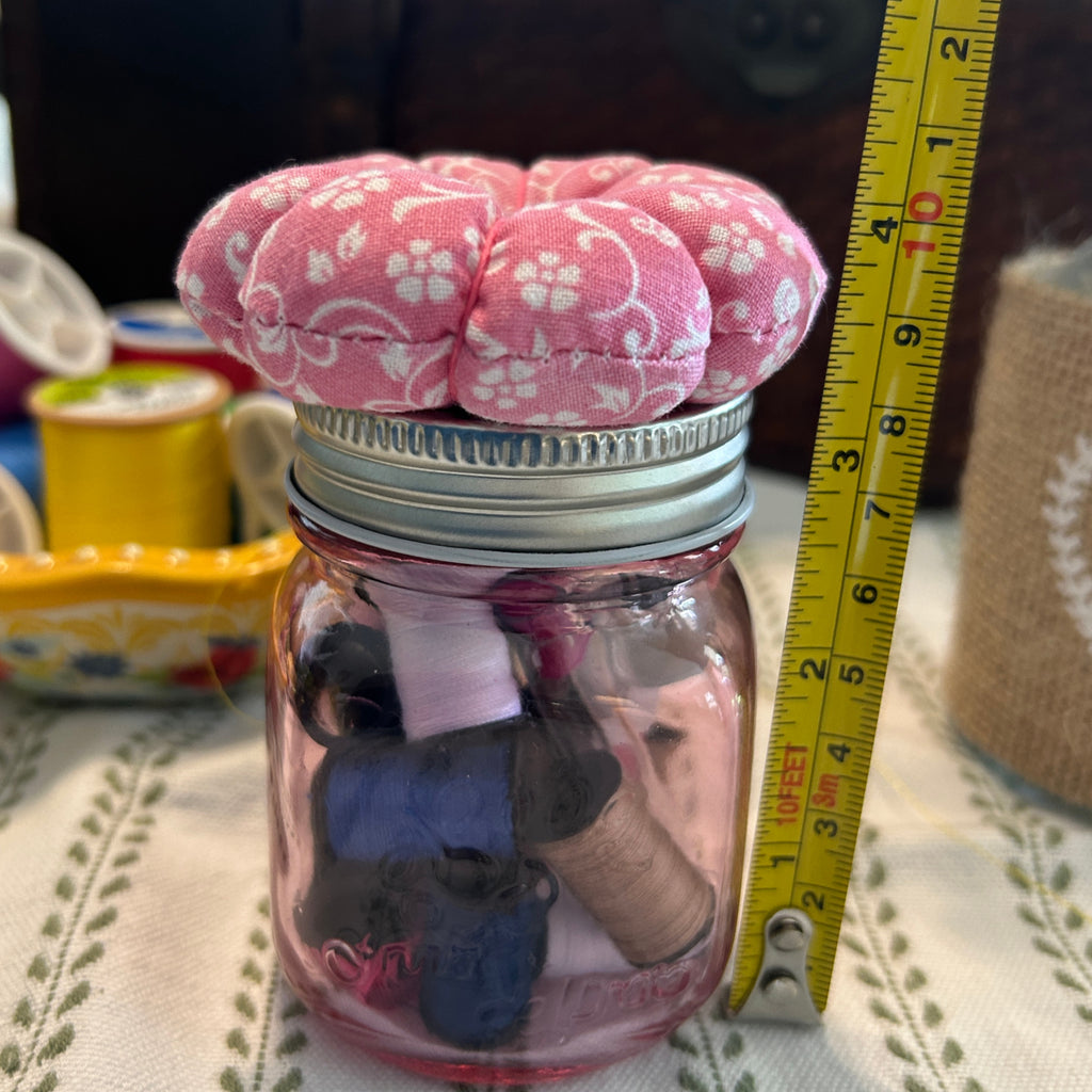 Tiny Pink Mason Jar Sewing Kit