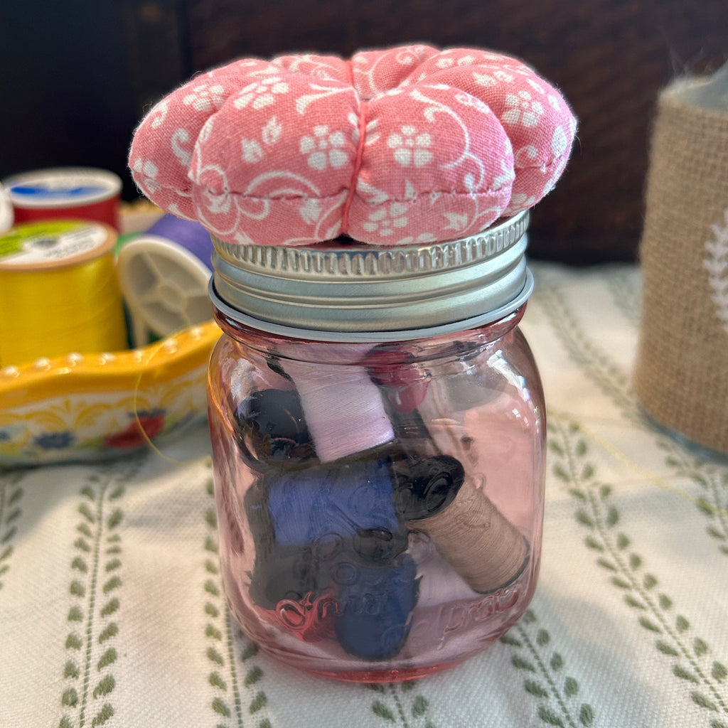 Tiny Pink Mason Jar Sewing Kit