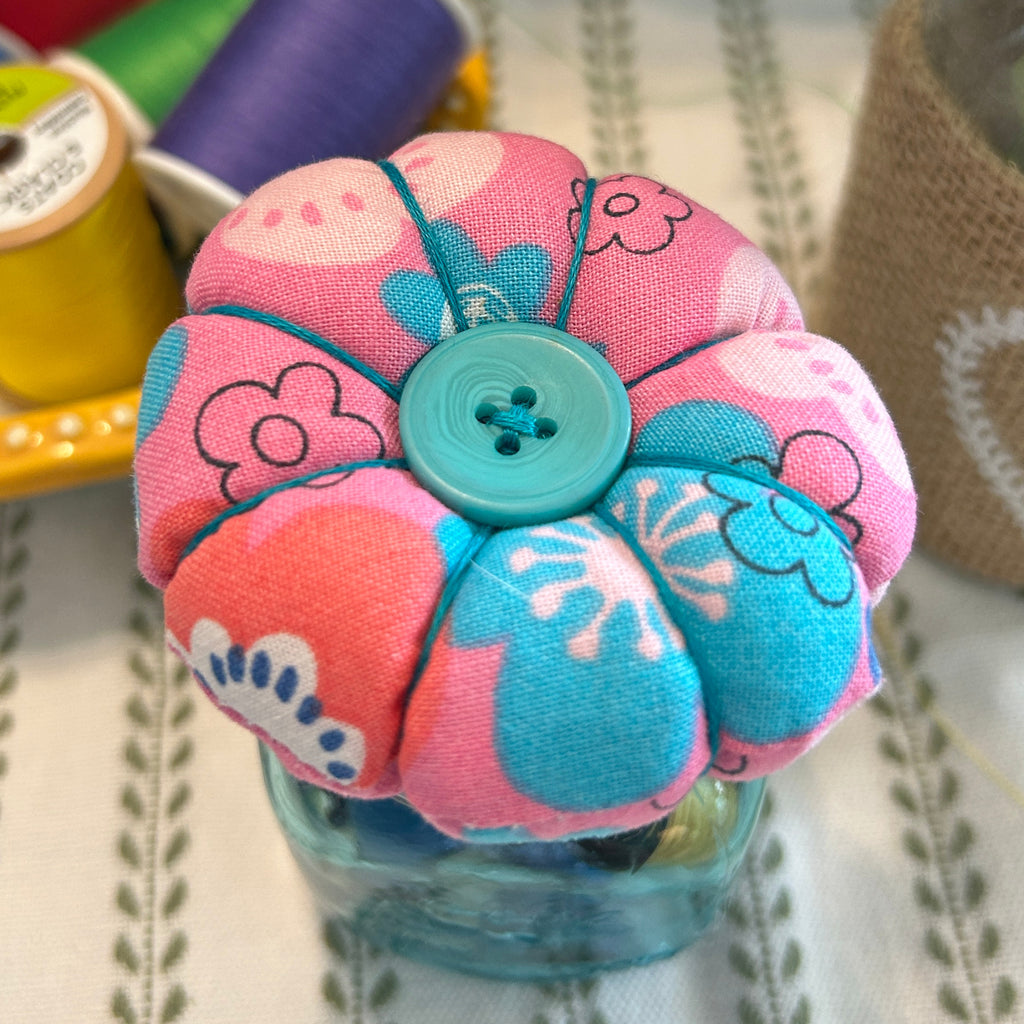 Tiny Turquoise Mason Jar Sewing Kit