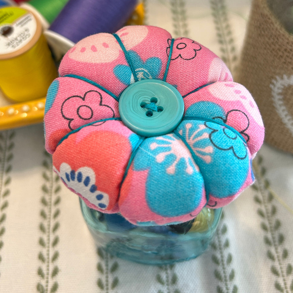 Tiny Turquoise Mason Jar Sewing Kit