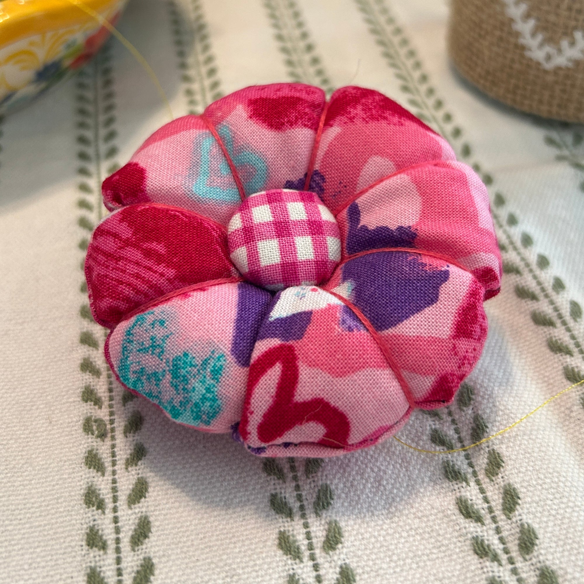 Wristlet Pink, Purple, Teal Hearts Pin Cushion