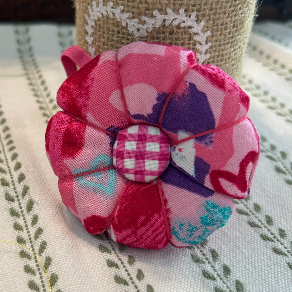Wristlet Pink, Purple, Teal Hearts Pin Cushion