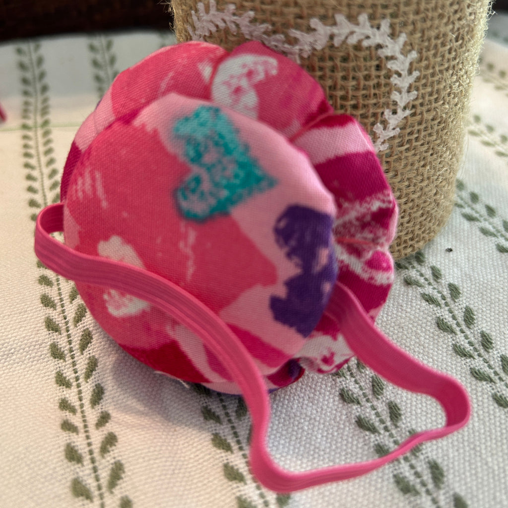 Wristlet Pink, Purple, Teal Hearts Pin Cushion