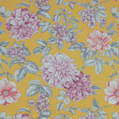 Pink Floral on Yellow